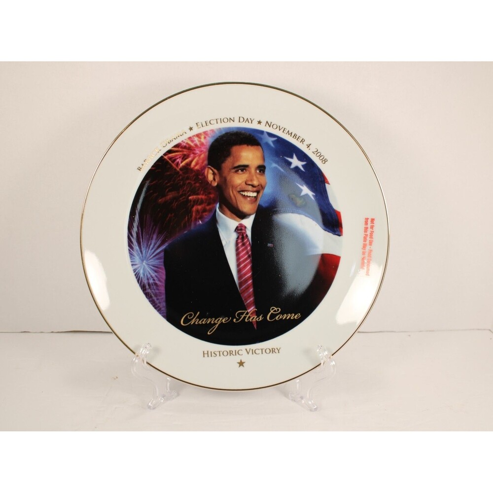 President Barack Obama Historic Victory Collectible Plate with COA & Stand Mint